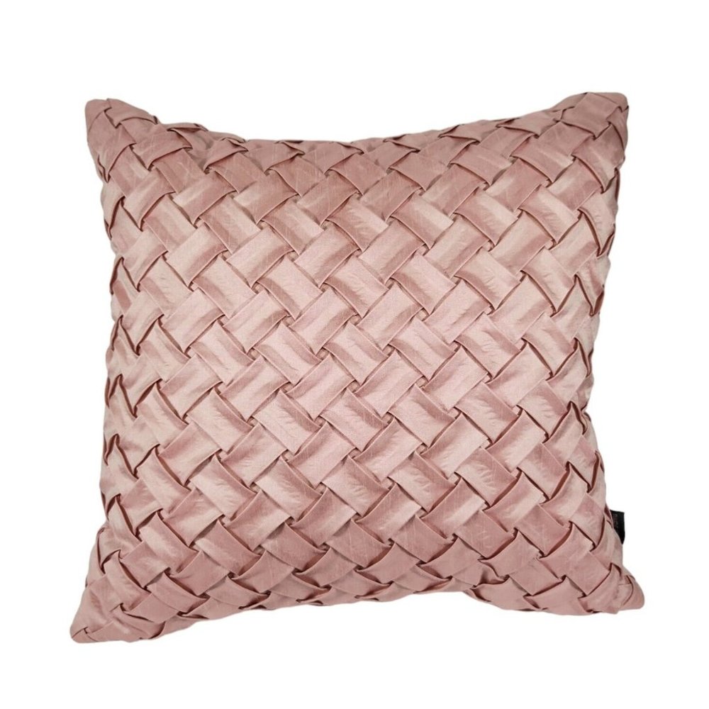 Modern Dreams Decorative Throw Pillow  Weave Pattern Sofa Couch Bed Accent Pink